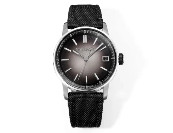 watch Audemars Pigeut CODE 11.59 Smoke Grey Dial Stainless Steel Case Black Fabric Strap Automatic Watch 41mm