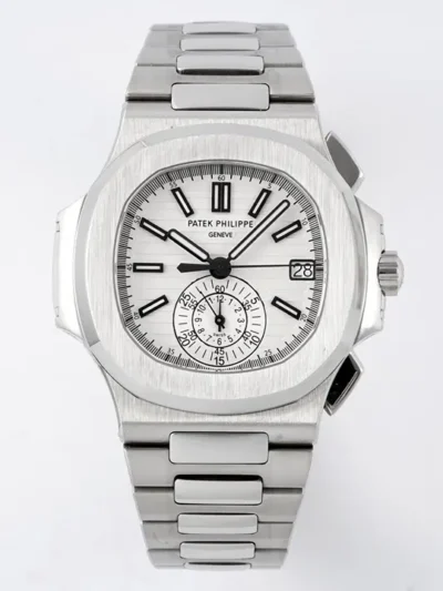 Patek Philippe Silver Nautilus Chronograph Watch
