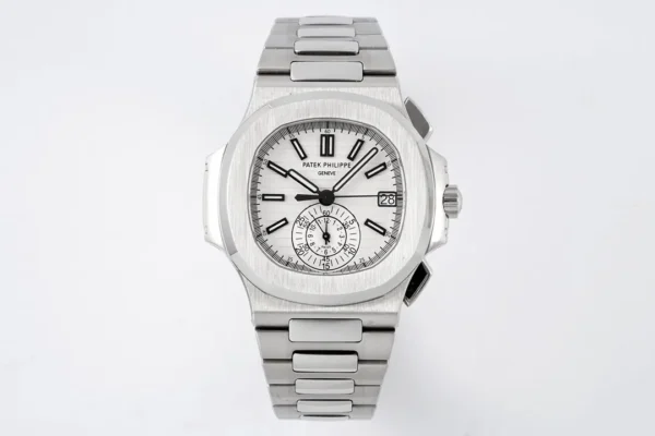 Patek Philippe Silver Nautilus Chronograph Watch