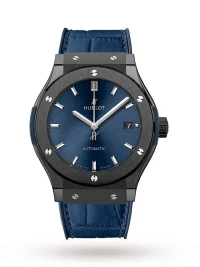 Hublot Classic Fusion Men Automatic Blue Rubber and Alligator Watch 511.CM.7170.LR