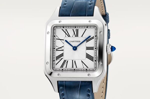 Cartier Santos-Dumont Women Quartz Silver Alligator Watch WSSA0023