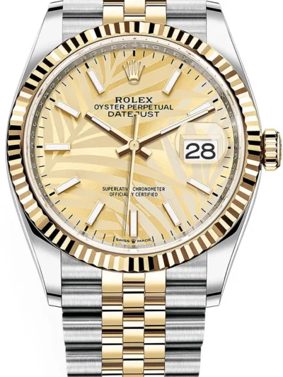 Rolex Datejust 36mm Gold Palm Motif Dial 126233