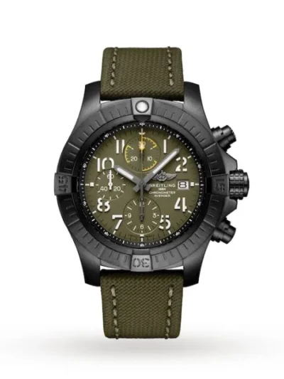 Breitling Avenger Men Automatic Green Leather Watch V13317101L1X2