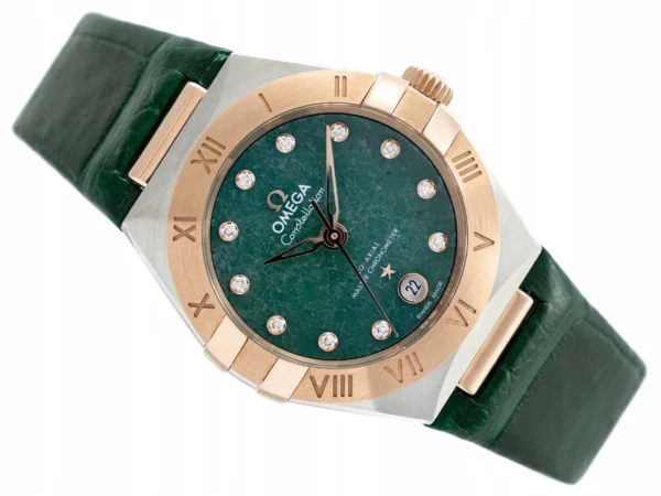 B7F10994-CFE3-1435-2610-0746376AB52A.webp Omega Constellation Women Automatic Green Leather Watch O13123292099001