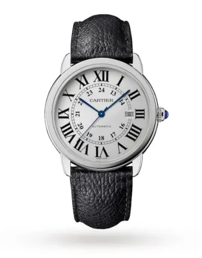 Cartier Ronde de Cartier Men Automatic Silver Leather Watch WSRN0022