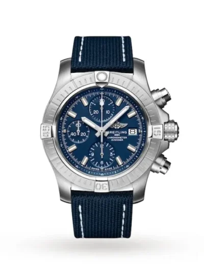 Breitling Avenger Men Automatic Blue Leather Watch A13385101C1X2