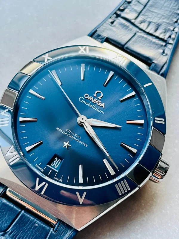 BFE49287-66B5-BC70-6A66-94F39ECAB9A1.webp Omega Constellation Men Automatic Blue Leather Watch O13133412103001