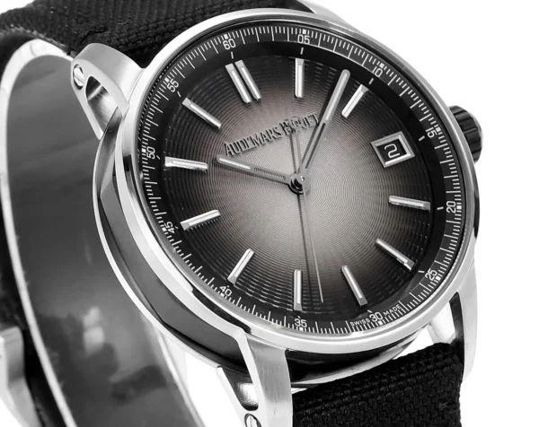 watch Audemars Pigeut CODE 11.59 Smoke Grey Dial Stainless Steel Case Black Fabric Strap Automatic Watch 41mm