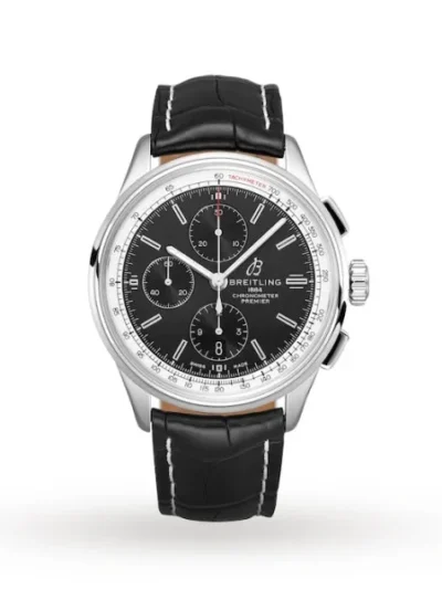 Breitling Premier Men Automatic Black Crocodile Watch A13315351B1P1