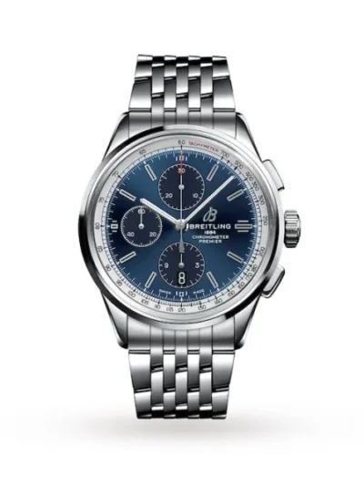 Breitling Premier Men Automatic Blue Stainless Steel Watch A13315351C1A1