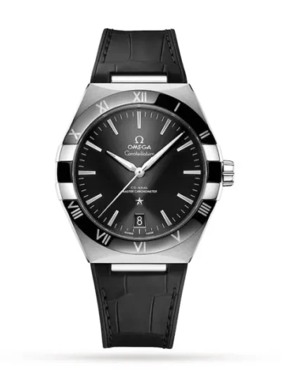 CDC94288-6D1D-CAB9-BA08-3C9AE147A7F5.webp Omega Constellation Men Automatic Black Leather Watch O13133412101001