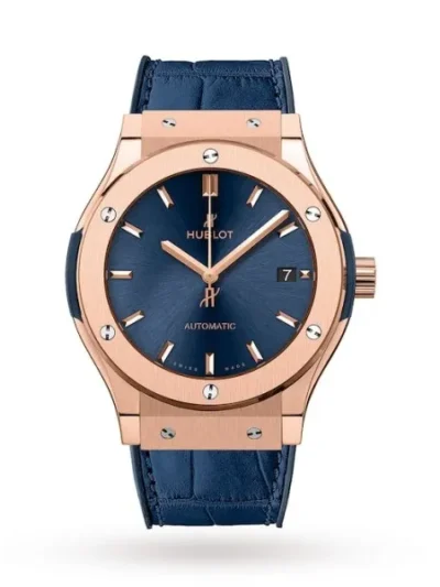 Hublot Classic Fusion Men Automatic Blue Leather Watch 511.OX.7180.LR