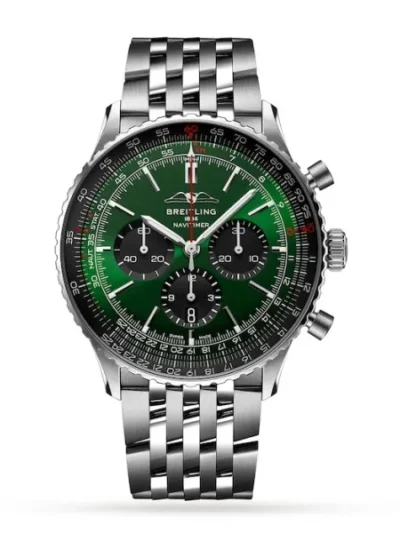 Breitling Navitimer Men Automatic Green Stainless Steel Watch AB0137241L1A1