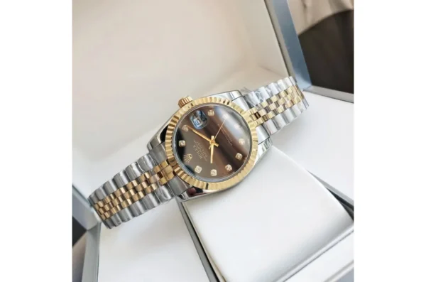 Couple Watches Rolex Datejust 36/28mm RG/SS Jub Black/Dia
