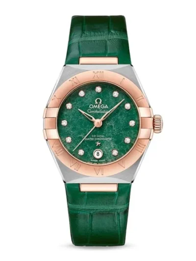D3814441-3B43-595C-94D4-EF172DBBA8C0.webp Omega Constellation Women Automatic Green Leather Watch O13123292099001
