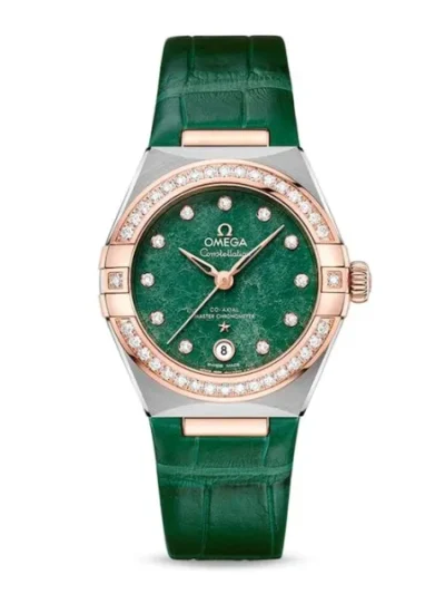 D5AB7BC3-CDC0-6069-DB14-3BEC6D51CE58.webp Omega Constellation Women Automatic Green Leather Watch O13128292099001