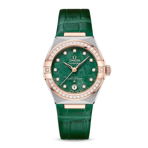 D5AB7BC3-CDC0-6069-DB14-3BEC6D51CE58.webp Omega Constellation Women Automatic Green Leather Watch O13128292099001