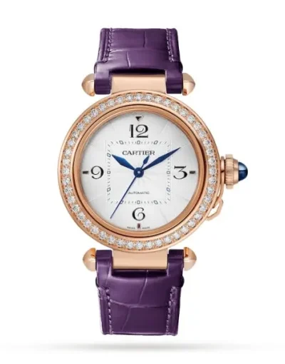 Cartier Pasha de Cartier Women Automatic Silver Alligator Watch WJPA0012