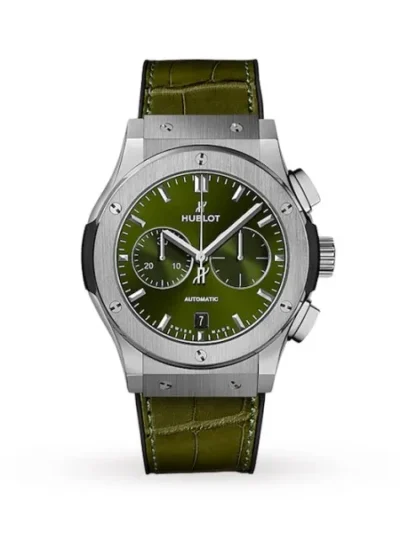 Hublot Classic Fusion Men Automatic Green Alligator Watch 541.NX.8970.LR