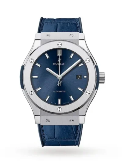 Hublot Classic Fusion Men Automatic Blue Leather Watch 542.NX.7170.LR
