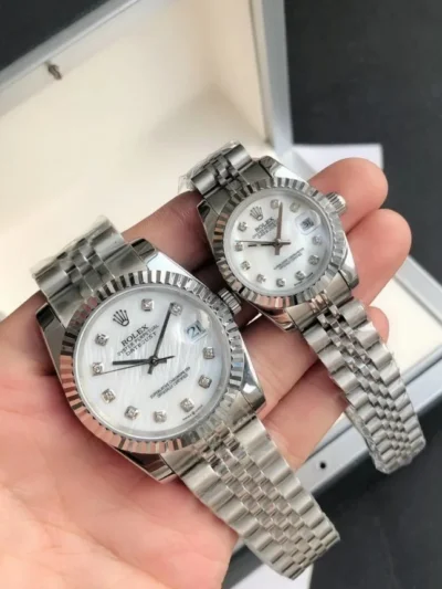 Couple Watches Rolex Datejust 36/28mm SS/SS Jub White/Dial