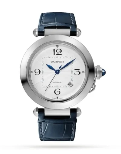 Cartier Pasha de Cartier Men Automatic Silver Alligator Watch WSPA0010