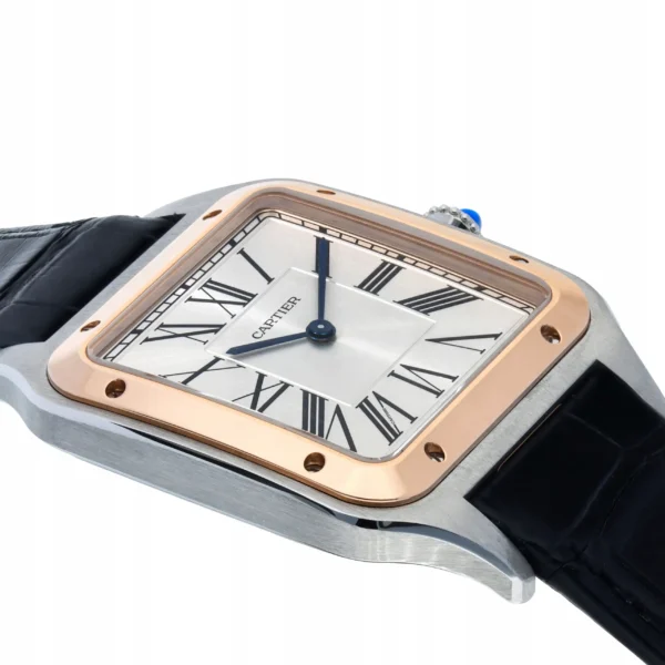 E533EA6F-A74D-4D4E-E977-FD704BBB208A.webp Cartier Santos-Dumont Men Automatic Silver Stainless Steel 18ct Rose Gold Watch W2SA0017