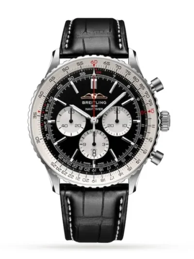 Breitling Navitimer Men Automatic Black Alligator Watch AB0137211B1P1
