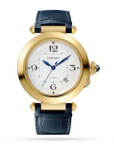 Cartier Pasha de Cartier Men Automatic Silver Alligator Watch WGPA0007