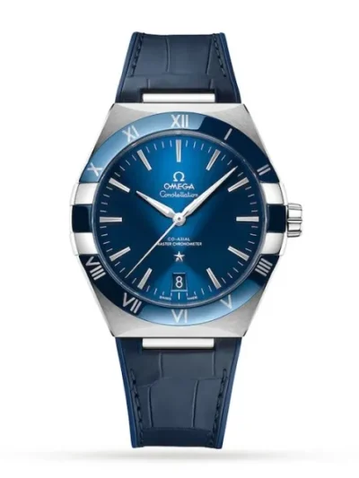F0A389E3-15CE-8284-EA75-0959B52C50D5.webp Omega Constellation Men Automatic Blue Leather Watch O13133412103001