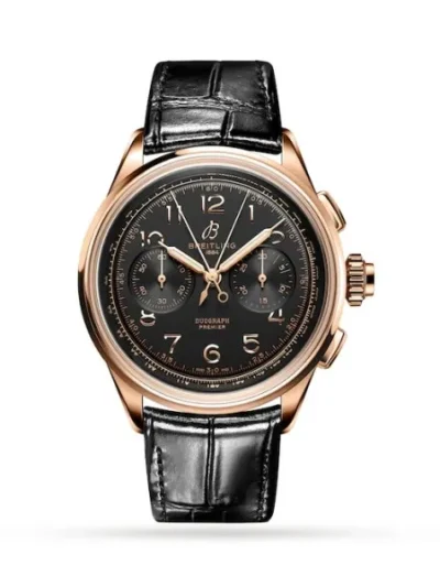 Breitling Premier Men Black Alligator Watch RB1510251B1P1
