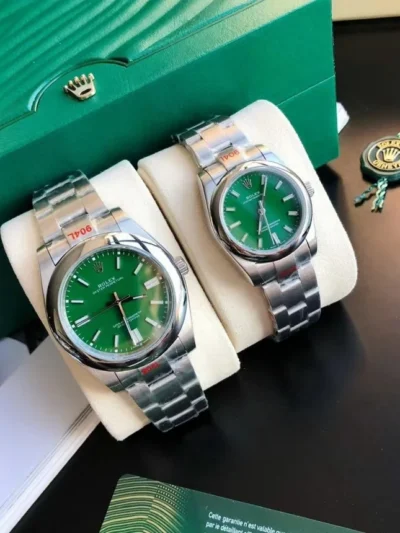 Couple Watches Rolex Oyster Perpetual 31/41mm SS/SS Green/Stk