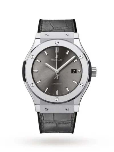 Hublot Classic Fusion Men Automatic Grey Alligator Watch 542.NX.7071.LR