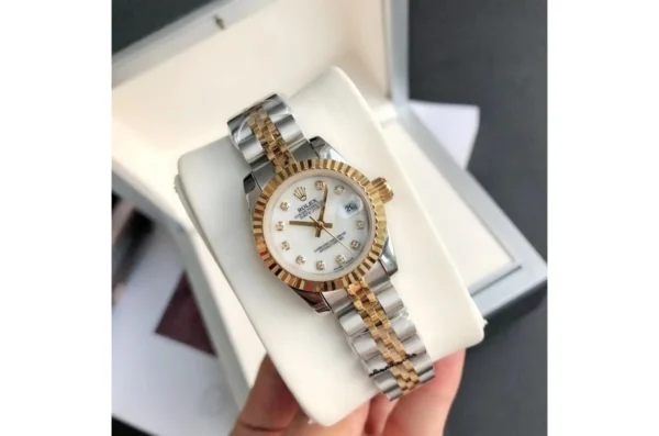 Couple Watches Rolex Datejust 36/28mm RG/SS Jub White/Dial