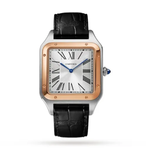 FE774F9E-6FA9-063F-20A8-35436087ED4E.webp Cartier Santos-Dumont Men Automatic Silver Stainless Steel 18ct Rose Gold Watch W2SA0017