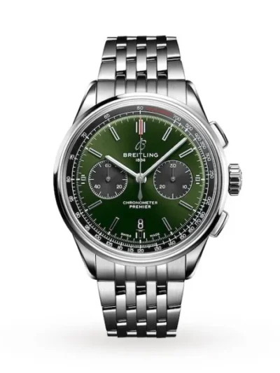 Breitling Premier Men Automatic Green Stainless Steel Watch AB0118221L1A1